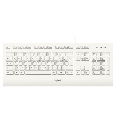 PC-Tastatur Corded Keyboard K280e 920-008319, mit Kabel (USB), leise, weiß