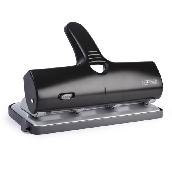 5018505020367 - 4-fach-Locher ALU 40 1293 schwarz bis 4mm 40 Blatt mit Anschlagschiene 5018505020367 Rapesco