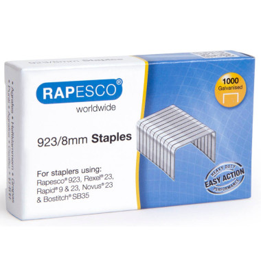 Heftklammern 923/8, 1236, Stahldraht verzinkt, Heftleistung 40 Blatt max.