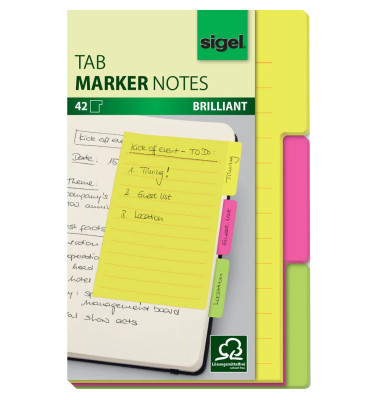 Haftmarker HN206, TAB MARKER NOTES, 98x148mm, gelb/orange/pink/grün/blau/violett