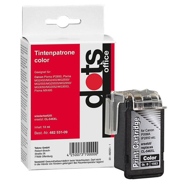 4250073731233 - Druckerpatrone 15634030-DOTS kompatibel zu Canon CL-546XL C M Y color (cyan magenta gelb) 4250073731233 Dots 4250073731233 - Druckerpatrone 15634030-DOTS kompatibel zu Canon CL-546XL C M Y color (cyan magenta gelb) 4250073731233 Dots