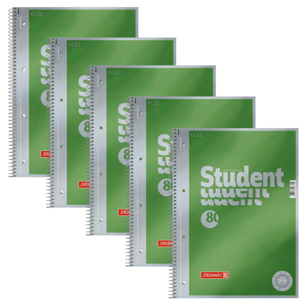 Brunnen Collegeblock 10-67140 Student Premium, Lineatur 20 / blanko, A4, 90g, grün, 80 Blatt 4003273566705 Brunnen