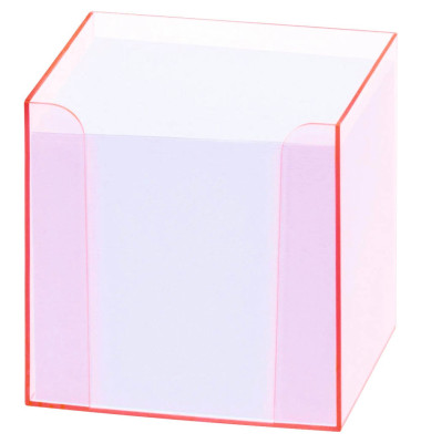 Zettelbox 9907/2, LUXBOX, 9,5x9,5x9,5cm, transparent, Kunststoff, inkl.: 800 Notizzettel