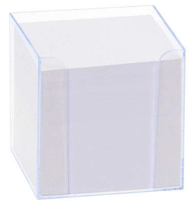 Zettelbox 9907/3, LUXBOX, 9,5x9,5x9,5cm, transparent, Kunststoff, inkl.: 800 Notizzettel