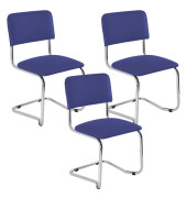 Besucherstuhl Sylwia, blau / chrom, ohne Armlehnen, Freischwinger
