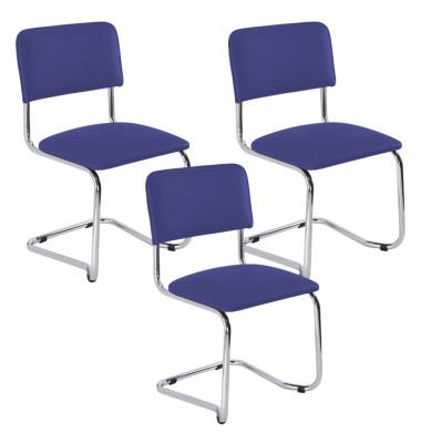 Besucherstuhl Sylwia, blau / chrom, ohne Armlehnen, Freischwinger Besucherstuhl Sylwia, blau / chrom, ohne Armlehnen, Freischwinger