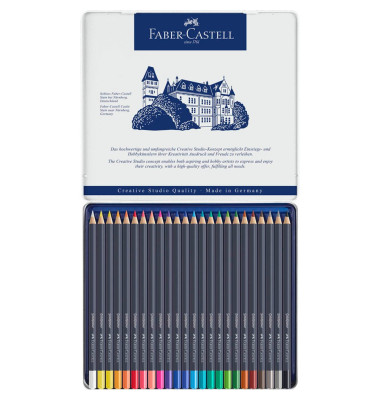 Farbstifte-Set Goldfaber permanent, 114724, farbig sortiert, rund, Etui  Metall