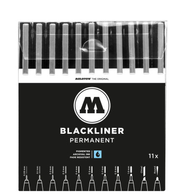 Fineliner-Set Blackliner, 52-MO200485, schwarz (Schreibfarbe: schwarz), 0,05, 0,1, 0,2, 0,3, 0,4, 0,5, 0,7, 0,9, 1mm
