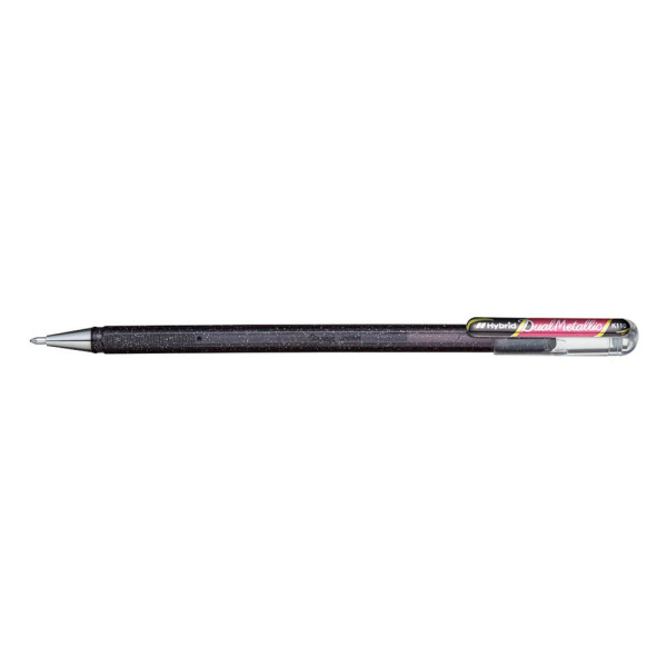 12 Stück Pentel Gelschreiber Hybrid Dual Metallic K110-DAX schwarz / rot-metallic 0,5mm 0884851024541 Pentel