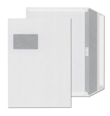 Versandtaschen 43316, lange Seite offen, C4, mit Fenster, haftklebend, 100g, weiß
