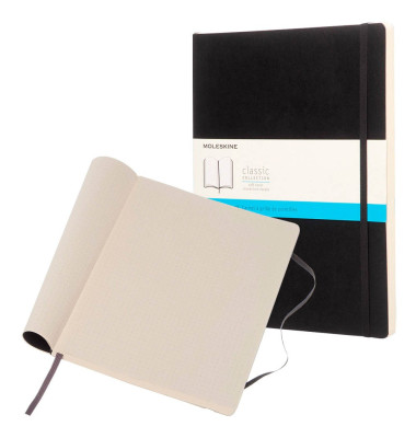 Notizbuch 892758, Classic Collection flexibler Einband, schwarz, A4, punktkariert, 70g, 96 Blatt / 192 Seiten