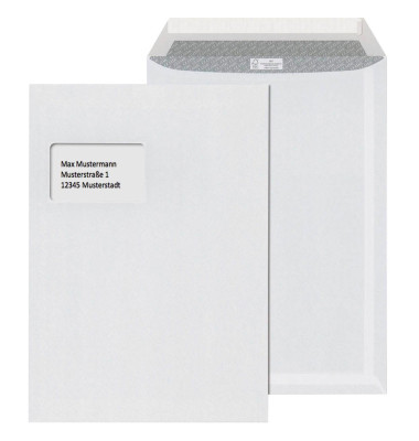 Versandtaschen 43378, C4, mit Fenster, haftklebend, 90g, weiß
