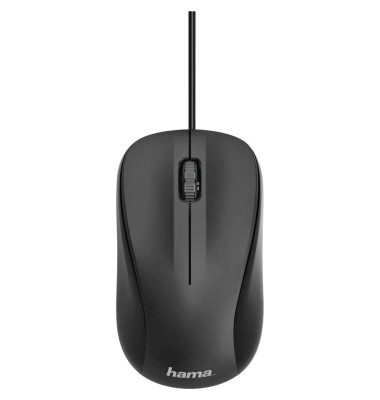 PC-Maus MC-300 182606, 3 Tasten, mit Kabel, USB-Kabel, optisch, schwarz