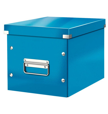Aufbewahrungsbox Click & Store WOW Cube 6109-00-36, 10 Liter mit Deckel, für A5, außen 260x260x240mm, Karton blau