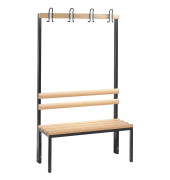Garderobenbank Basic 8050-100, Holz, 100cm, freistehend, mit Hakenleiste, buche/anthrazit