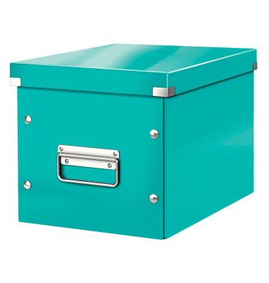 Aufbewahrungsbox Click & Store WOW Cube 6109-00-51, 10 Liter mit Deckel, für A5, außen 260x260x240mm, Karton blau