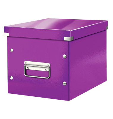 Aufbewahrungsbox Click & Store WOW Cube 6109-00-62, 10 Liter mit Deckel, für A5, außen 260x260x240mm, Karton violett
