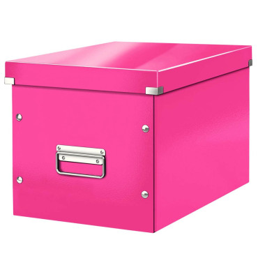 Aufbewahrungsbox Click & Store WOW Cube 61080023, 30 Liter mit Deckel, für A4, außen 360x320x310mm, Karton pink
