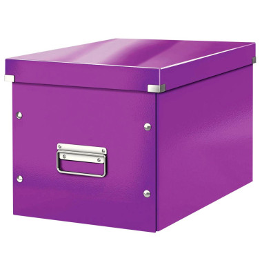 Aufbewahrungsbox Click & Store WOW Cube 6108-00-62, 30 Liter, mit Deckel, au&szlig;en 360x320x310mm, Karton violett