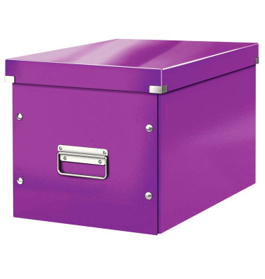Aufbewahrungsbox Click & Store WOW Cube 6108-00-62, 30 Liter mit Deckel, für A4, außen 360x320x310mm, Karton violett