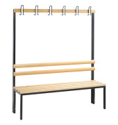 Garderobenbank Basic 8051-100, Holz, 150cm, freistehend, mit Hakenleiste, buche/anthrazit