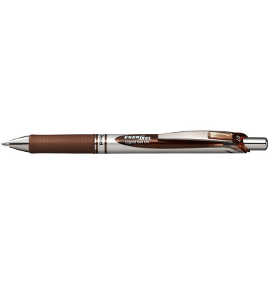 Gelschreiber EnerGel, BL77-EX, braun/silber (Schreibfarbe: braun), 0,35mm, Druckmechanik, nachf&uuml;llbar