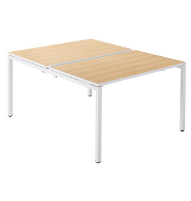 Doppelschreibtisch easyDesk B2P80X120.13.23, 75cm (H), 120x166cm (BxT), rechteckig, buche / weiß