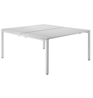 Doppelschreibtisch easyDesk B2P80X140.13.13, 75cm (H), 140x166cm (BxT), rechteckig, weiß / weiß