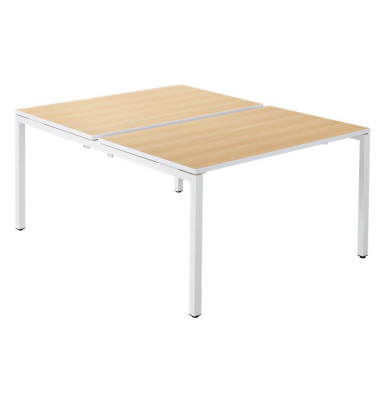 Doppelschreibtisch easyDesk B2P80X140.13.23, 75cm (H), 140x166cm (BxT), rechteckig, buche / weiß
