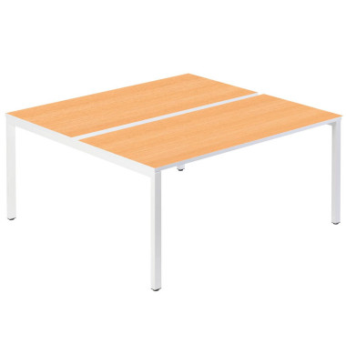 Doppelschreibtisch easyDesk B2P80X160.13.23, 75cm (H), 160x166cm (BxT), rechteckig, buche / weiß