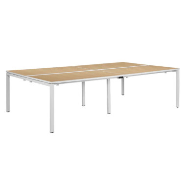 Doppelschreibtisch easyDesk B4P80X120.13.23, 75cm (H), 240x166cm (BxT), rechteckig, buche / weiß