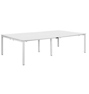 Doppelschreibtisch easyDesk B4P80X140.13.13, 75cm (H), 280x166cm (BxT), rechteckig, weiß / weiß