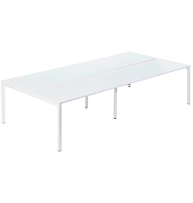 Doppelschreibtisch easyDesk B4P80X160.13.13, 75cm (H), 320x166cm (BxT), rechteckig, weiß / weiß