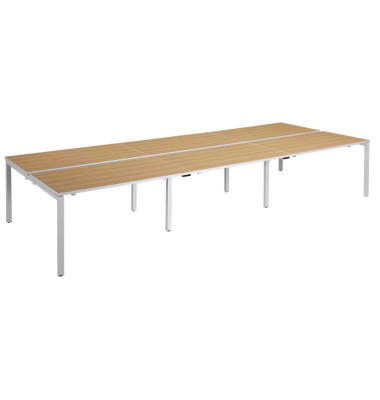 Doppelschreibtisch easyDesk B6P80X120.13.23, 75cm (H), 360x166cm (BxT), rechteckig, buche / weiß