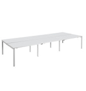 Doppelschreibtisch easyDesk B6P80X140.13.13, 75cm (H), 420x166cm (BxT), rechteckig, weiß / weiß