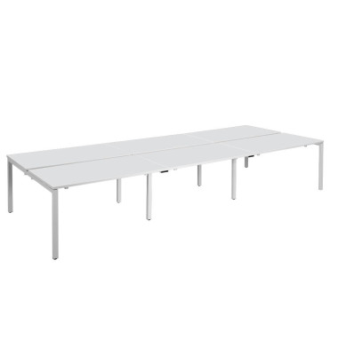 Doppelschreibtisch easyDesk B6P80X140.13.13, 75cm (H), 420x166cm (BxT), rechteckig, weiß / weiß
