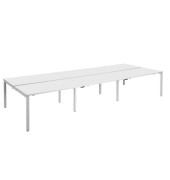 Doppelschreibtisch easyDesk B6P80X160.13.13, 75cm (H), 480x166cm (BxT), rechteckig, weiß / weiß