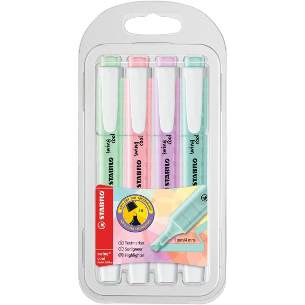 4006381527422 - Textmarker-Set swing cool 275 4-08 Etui pastell 4-farbig sortiert 1-4mm Keilspitze 4006381527422 4 Stück