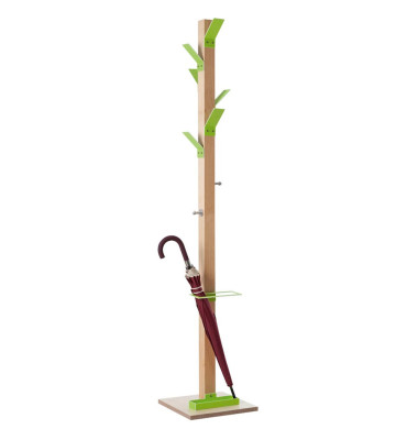 Garderobenständer easyCloth Wood Range PECPP.08, mit 8 Haken, mit Schirmständer, Holz, grün