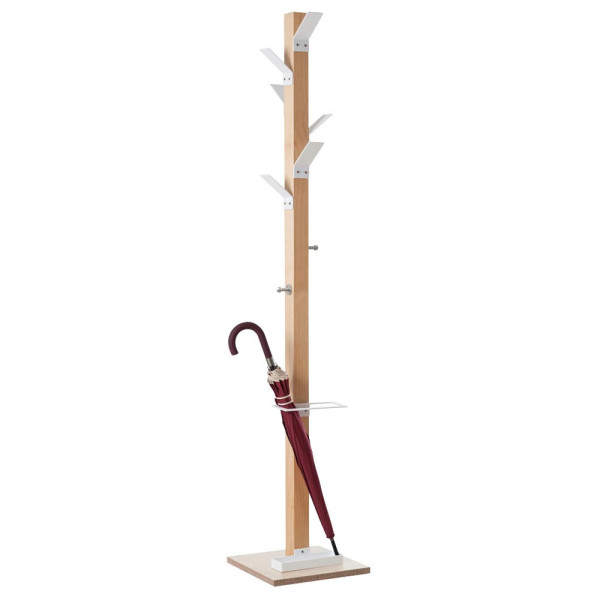 3660141260212 - Garderobenständer easyCloth Wood Range PECPP13 mit 8 Haken mit Schirmständer Holz weiß 3660141260212 PAPERFLOW