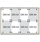 Schaukasten X-tra!Line FSA8, 8xA4, weiß/silber, magnetisch