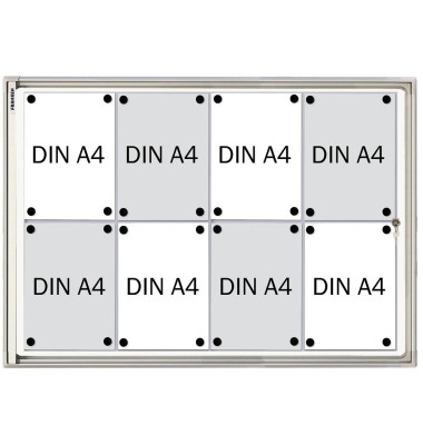 Schaukasten X-tra!Line FSA8, 8xA4, wei&szlig;/silber, magnetisch