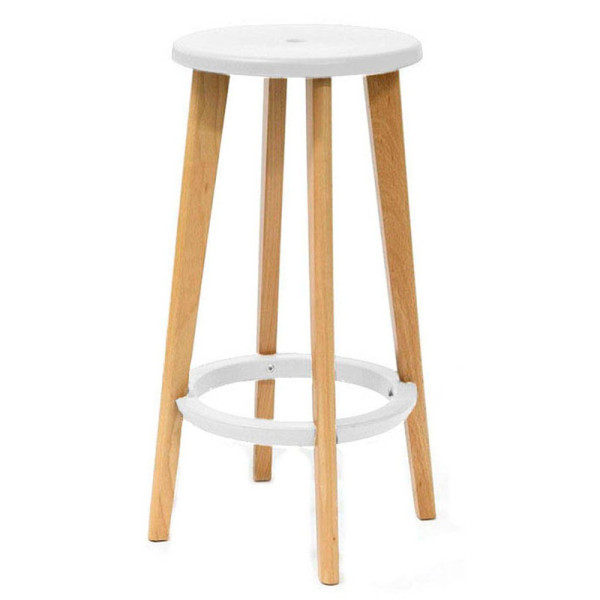 3660141230321 - meet by Paperflow Barhocker WOODY ABS-Kunststoff mit Fußring Massivholzbeine Sitzhöhe 760 mm 2 Stk weiß