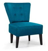 Besuchersessel Brighton, blau / buche, ohne Armlehnen, 4-Fuß-Gestell
