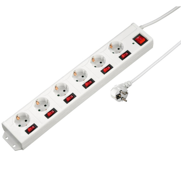 4047443325488 - 6+1 xl - Verlngerungsschnur 3500 Watt - Ausgangsbuchsen 6 (cee 7 4 (schuko)) - 14m - wei (00137239) (00137239) - Hama