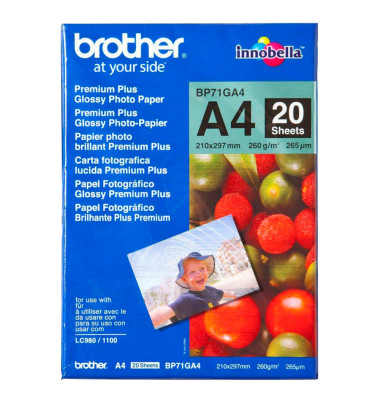 Fotopapier Premium Plus Glossy BP71GA4, A4, für Inkjet, 260g weiß glänzend einseitig bedruckbar