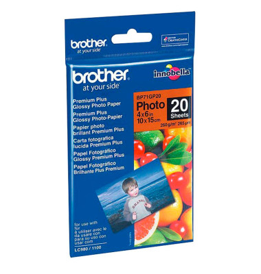 Fotopapier Premium Plus Glossy BP71GP20, A6, für Inkjet, 260g weiß glänzend einseitig bedruckbar