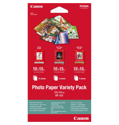 Fotopapier VP-101 Variety Pack 0775B078, 10x15cm, f&uuml;r Inkjet, 200, 260, 275g wei&szlig; sortiert einseitig bedruckbar