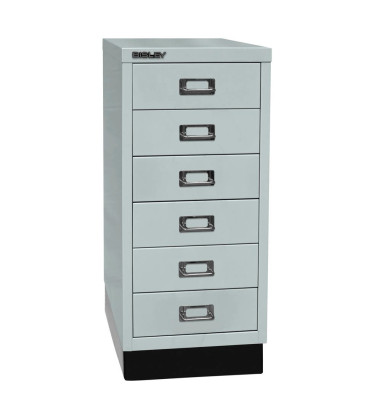 Schubladenschrank MultiDrawer™ 29er Serie L296S645, Stahl, 6 Schubladen (Vollauszug), A4, 27,8 x 67 x 38 cm, mit Sockel, licht