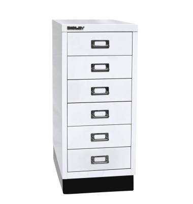 Schubladenschrank MultiDrawer™ 29er Serie L296S696, Stahl, 6 Schubladen (Vollauszug), A4, 27,8 x 67 x 38 cm, mit Sockel, weiß